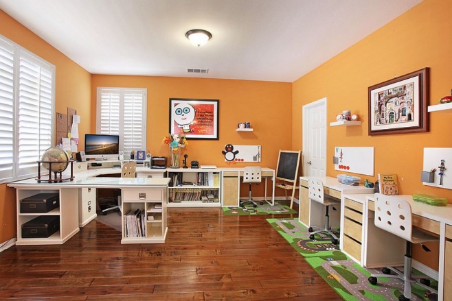 Turuncu Renk İçeriği İle Canlı Home Ofis Örnekleri